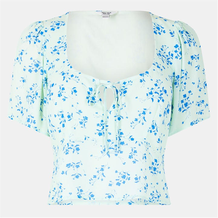 Jack Wills Women's Green Jw Keyhole Short-Sleeve Blouse in Size 8, Sports Direct
