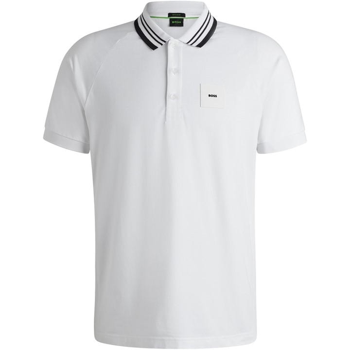Boss Men's White Hbg Paddy Rib Polo Shirt, Sporty Sophistication in Size M, Sports Direct