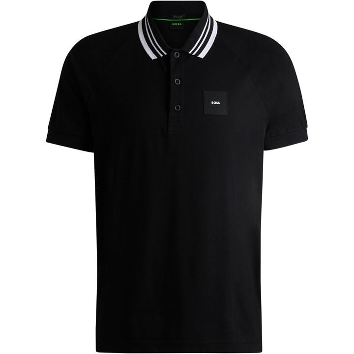 Boss Men' Black Hbg Paddy Rib Polo Shirt, Sporty Sophistication in Size S, Sports Direct