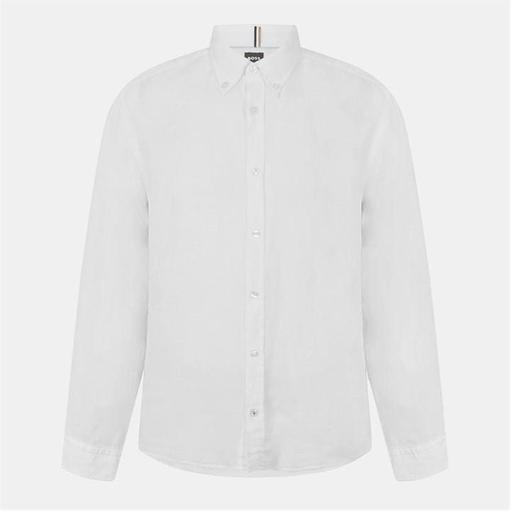 Boss Men's White H Liam Black Long Sleeve Plain Shirt in Size 2XL, Sports Direct