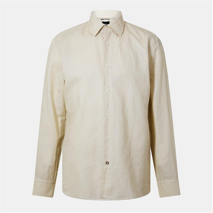 Boss Men's White Hbb Chal Kent Patterned Short-Sleeve Shirt in Size 42, Sports Direct