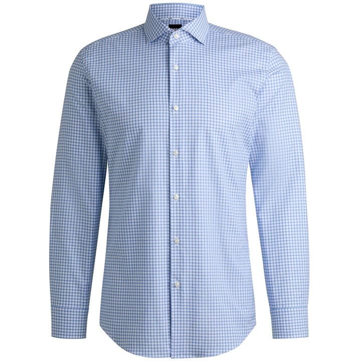 Boss Men's Blue H-Hank Long Sleeve Spread Collar Shirt in Size 38, Sports Direct