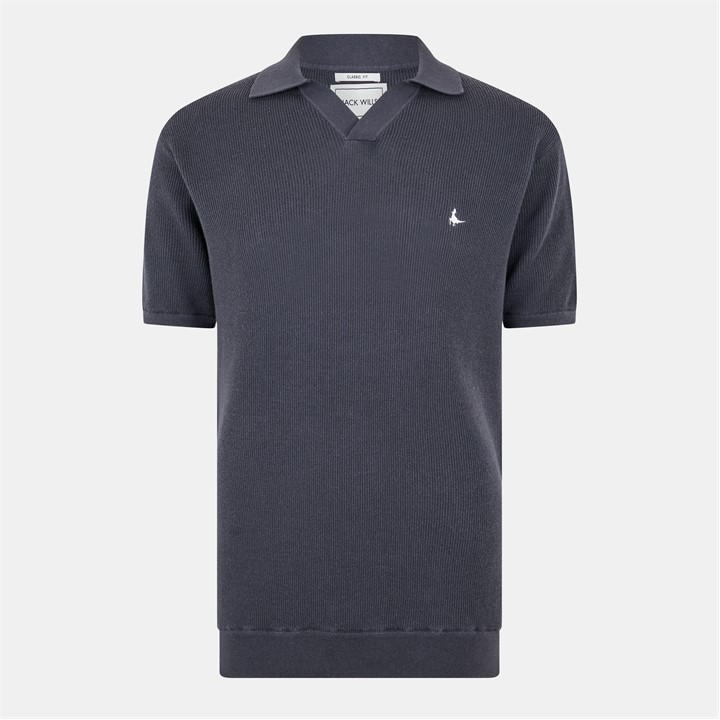 Jack Wills Men's Grey Ottoman Knit Short-Sleeve Polo Shirt in Size 2XL, Sports Direct
