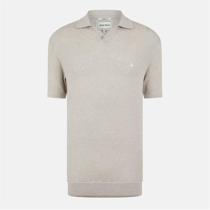 Jack Wills Men's Beige Ottoman Knit Short-Sleeve Polo Shirt in Size XL, Sports Direct