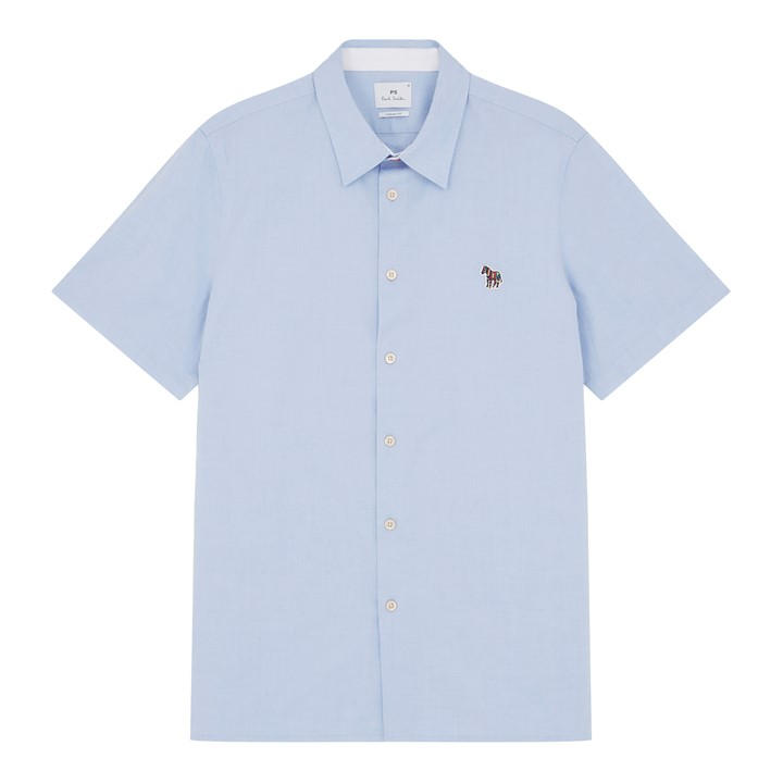 Ps Paul Smith Men's Blue Short-Sleeve Plain Shirt