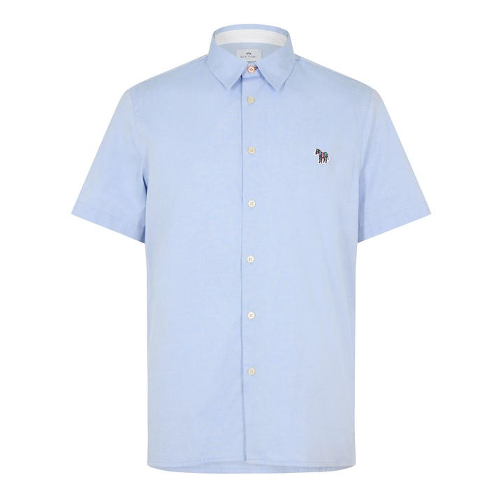 Ps Paul Smith Men's Blue Short-Sleeve Plain Shirt in Size L, Sports Direct