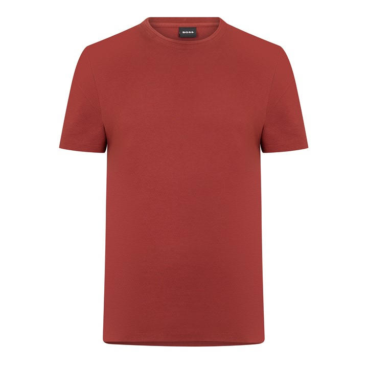Boss Men's Brown Tiburt Bubble Structure Cotton Short Sleeve T-Shirt in Size M, Sports Direct