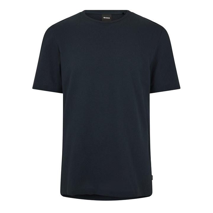 Boss Men's Blue Tiburt Bubble Structure Cotton Short Sleeve T-Shirt in Size 2XL, Sports Direct