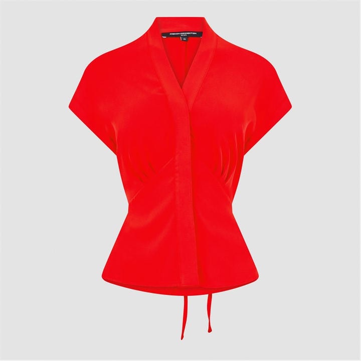 French Connection Women's Red Carmen Short-Sleeve Blouse in Size 8, Sports Direct