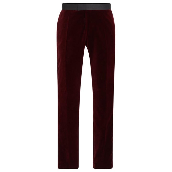 Boss Men's Red Genius Tux Cotton Slim Fit Suit Trousers in Size M, Sports Direct