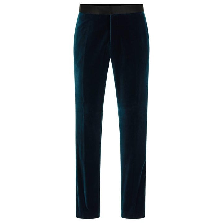 Boss Men's Blue Genius Tux Cotton Slim Fit Suit Trousers in Size L, Sports Direct