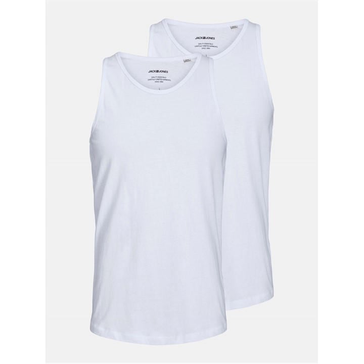 Jack And Jones Men's White 2-Pack Vest in Size L, Sports Direct