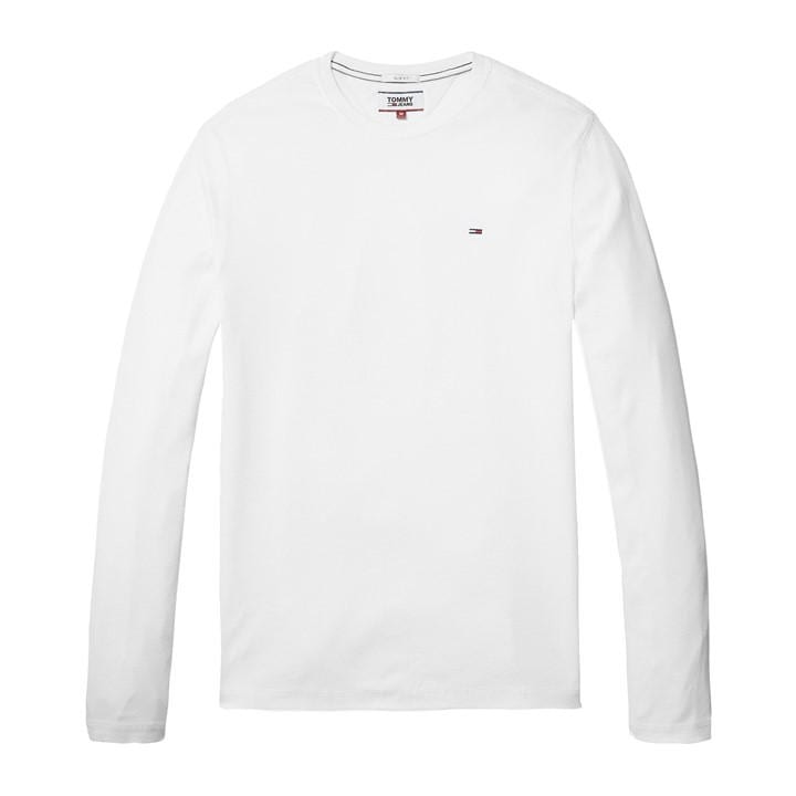 Tommy Jeans Men's White Tommy Original Long Sleeve T Shirt in Size XL, Sports Direct