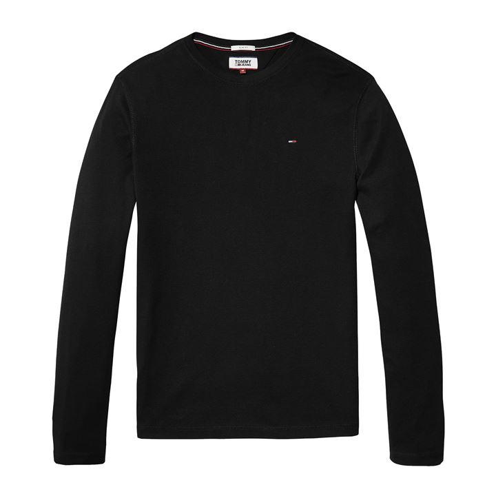 Tommy Jeans Men's Black Tommy Original Long Sleeve T Shirt in Size XL, Sports Direct
