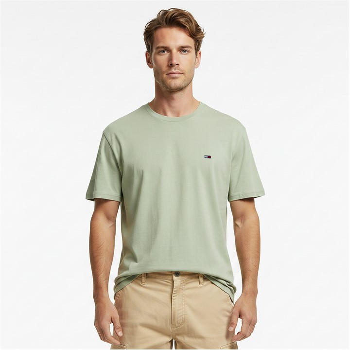 Tommy Jeans Men' Green Original Crew Neck Tee in Size S, Sports Direct