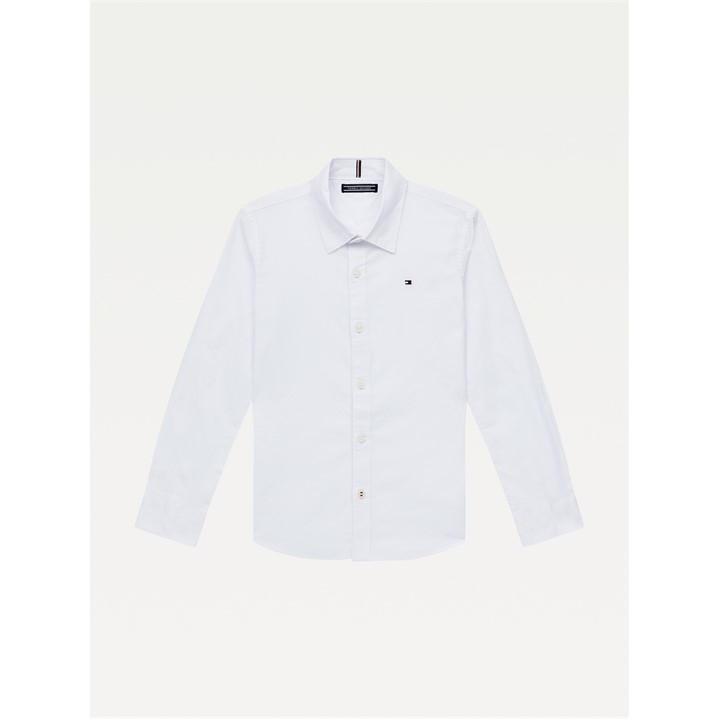 Tommy Hilfiger Boys White Kids' Long-Sleeve Solid Stretch T-Shirt in Size 8 - 9 Years, Sports Direct