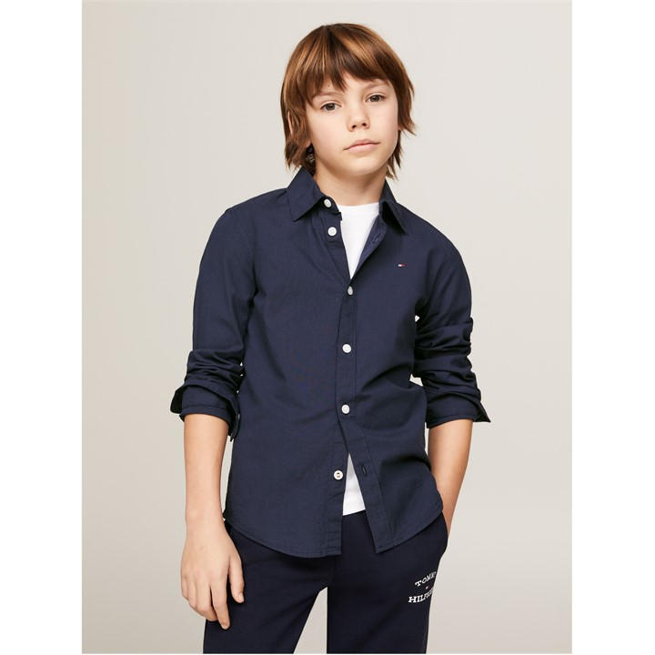 Tommy Hilfiger Boys Blue Kids' Long-Sleeve Solid Stretch T-Shirt in Size 9 - 10 Years, Sports Direct