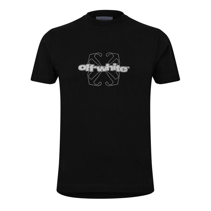 Off White Men's Black Flock Arrow Cotton Short Sleeve T-Shirt in Size XS, Sports Direct
