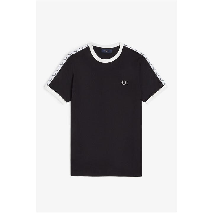 Fred Perry Men's Black Tape Tee in Size L, Sports Direct