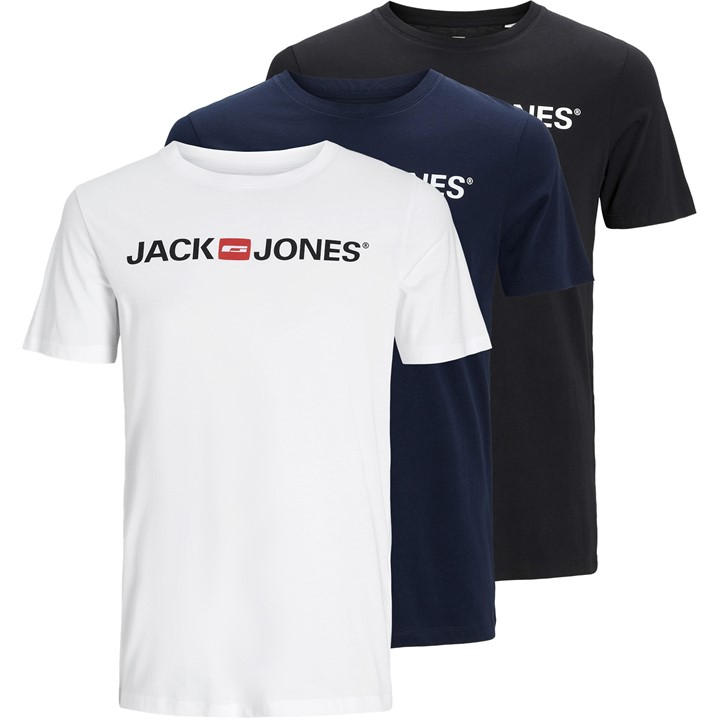 Jack And Jones Men's  Corp Logo 3-Pack T-Shirt in Size 2XL, Sports Direct