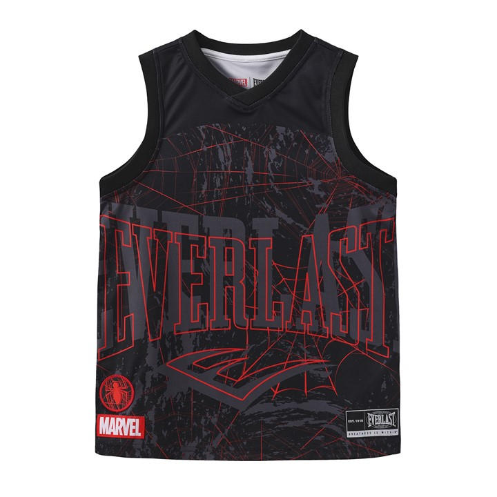 Everlast Boys Black Spiderman V-Neck Vest  in Size 9 - 10 Years, Sports Direct