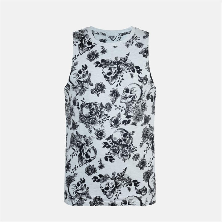 Firetrap Men's Beige All Over Print Muscle Vest in Size XL, Sports Direct