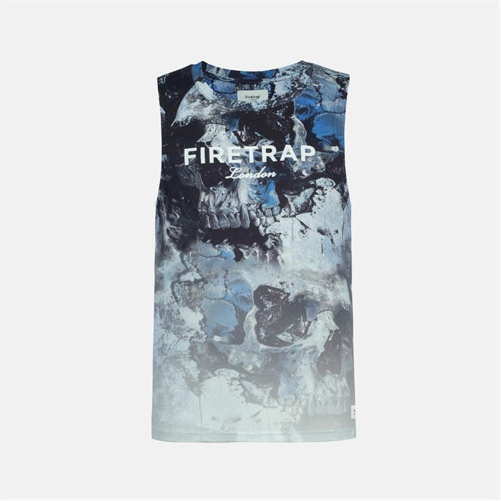 Firetrap Men's  Sub Lightning Print Cotton Muscle Vest in Size 2XL, Sports Direct