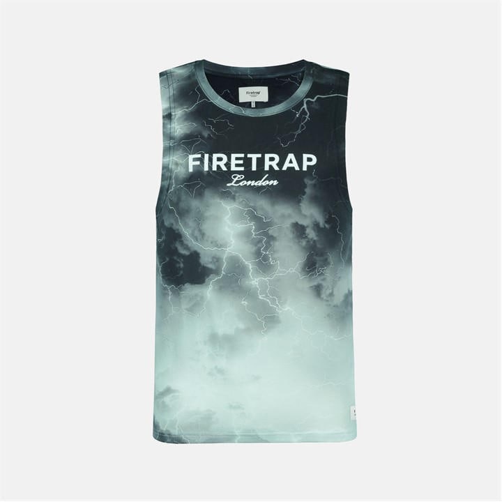 Firetrap Men's  Sub Lightning Print Cotton Muscle Vest in Size 2XL, Sports Direct