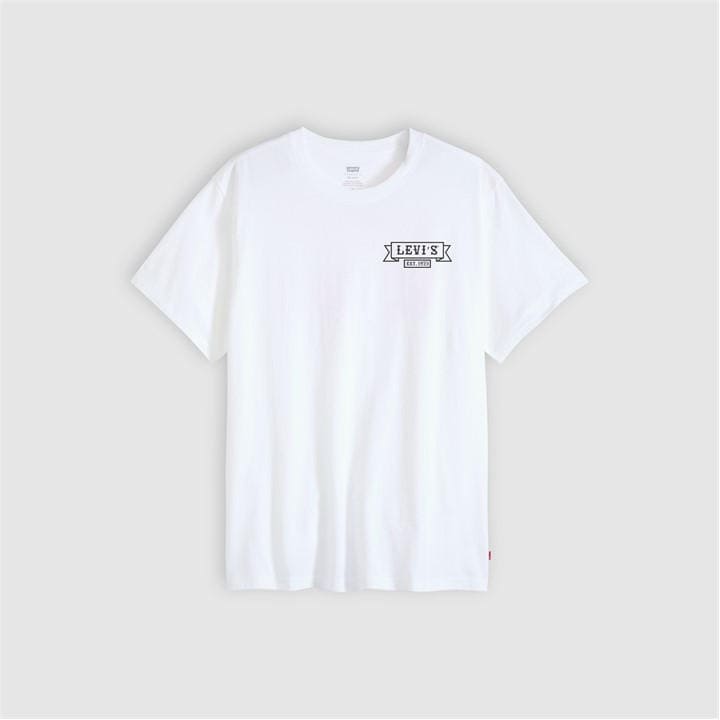 Levis Mens White Varsity Circle T-Shirt - Extra Small