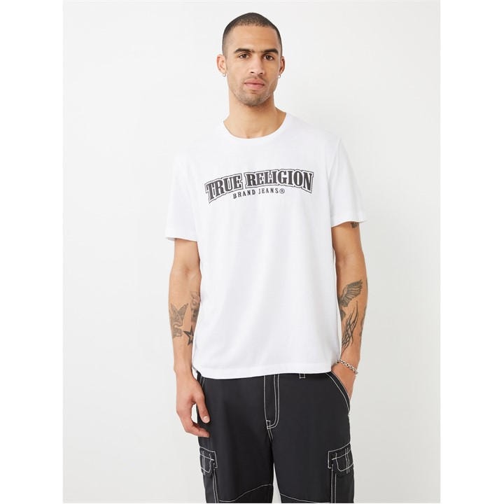 True Religion Men's White Painted Horseshoe Relaxed Tee in Size M, Sports Direct