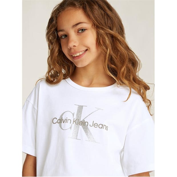Baltā YAF - Calvin Klein Jeans - Kids' Monologo Glitter T-Shirt