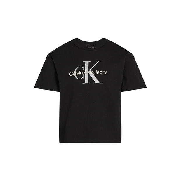 CK Melns BEH - Calvin Klein Jeans - Kids' Monologo Glitter T-Shirt