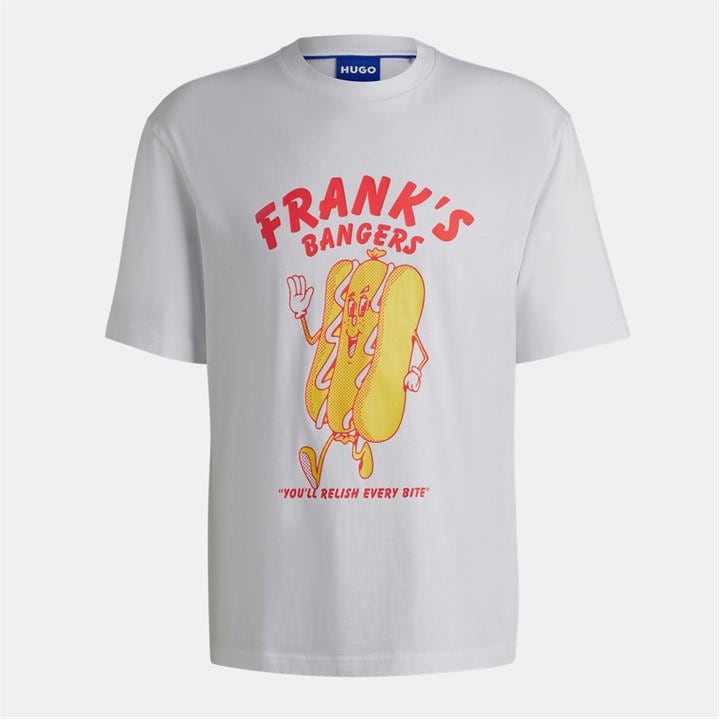Hugo Men' White Regular Fit T-Shirt in Size S, Sports Direct