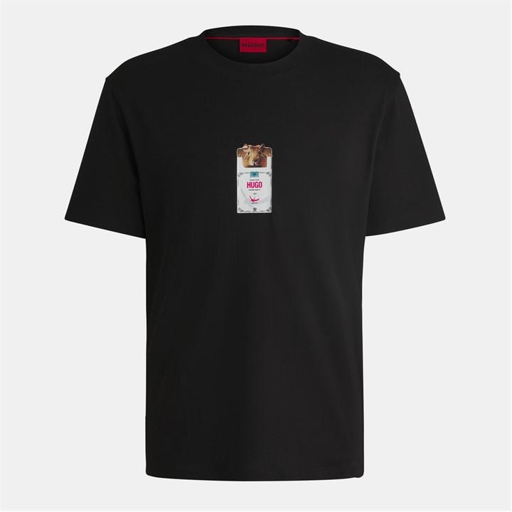 Hugo Men' Black Regular Fit T-Shirt in Size S, Sports Direct