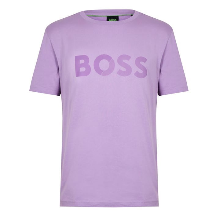 Boss Men' Purple Tape Logo Cotton T-Shirt in Size S, Sports Direct