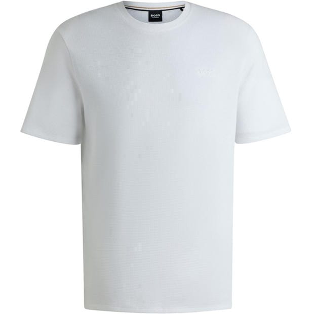 White 102 - Boss - Mens BOSS Bodywear Waffle T-Shirt with Structured Design