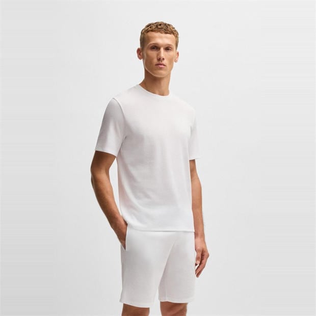 White 102 - Boss - Mens BOSS Bodywear Waffle T-Shirt with Structured Design