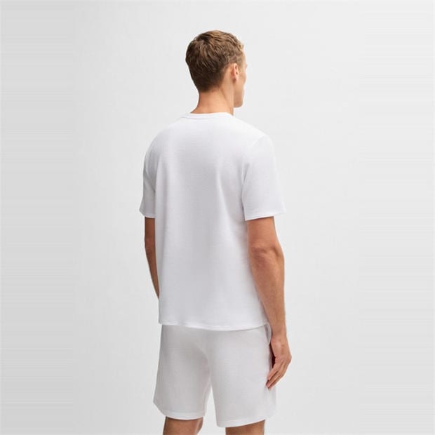 White 102 - Boss - Mens BOSS Bodywear Waffle T-Shirt with Structured Design