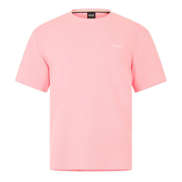 Boss Men's Pink Bodywear Waffle T-Shirt With Structured Design in Size L, Sports Direct