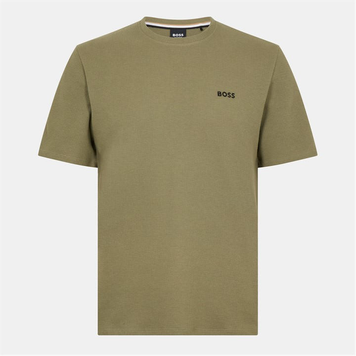Boss Men's Green Waffle T-Shirt, Structured Design