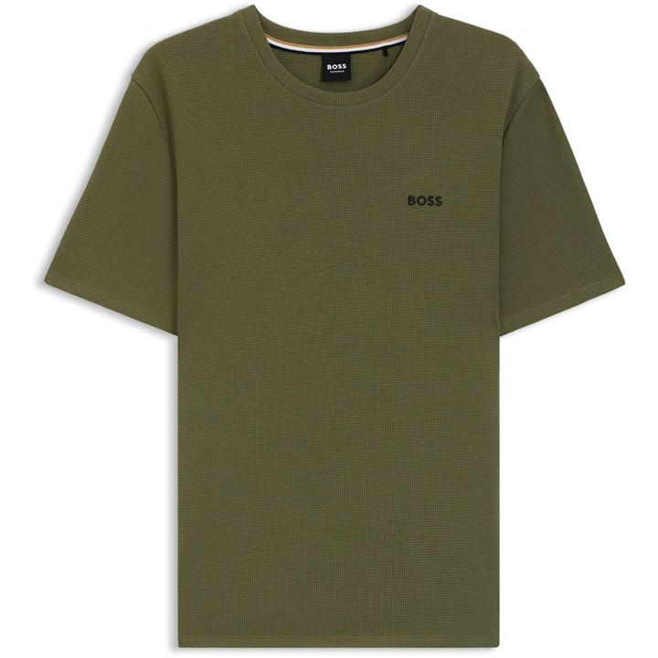 Boss Men' Green Bodywear Waffle T-Shirt With Structured Design in Size S, Sports Direct