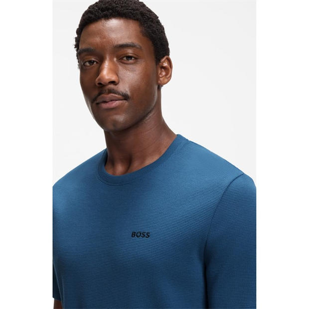 Blue 462 - Boss - Mens BOSS Bodywear Waffle T-Shirt with Structured Design