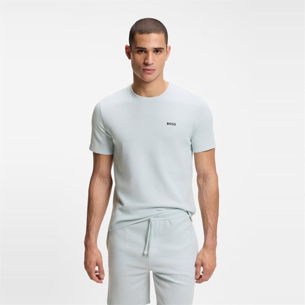 Open Blue 499 - Boss - Mens BOSS Bodywear Waffle T-Shirt with Structured Design