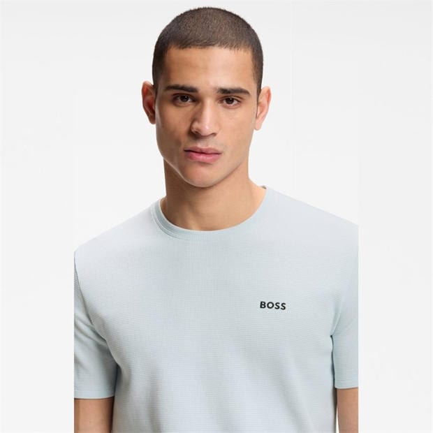 Open Blue 499 - Boss - Mens BOSS Bodywear Waffle T-Shirt with Structured Design