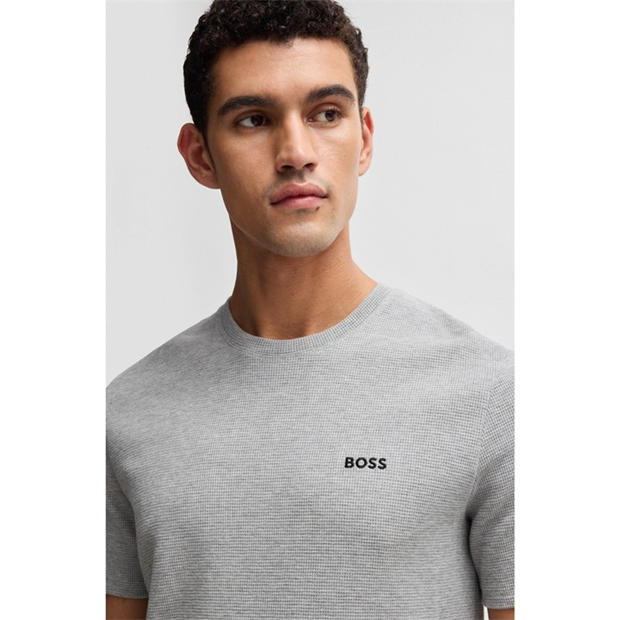Medium Grey 033 - Boss - Mens BOSS Bodywear Waffle T-Shirt with Structured Design
