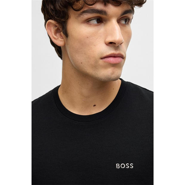 Black - Boss - Mens BOSS Bodywear Waffle T-Shirt with Structured Design