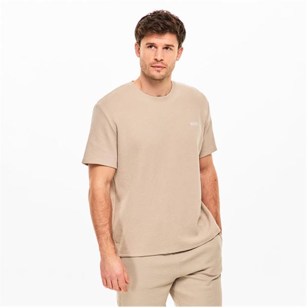 Beige 275 - Boss - Mens BOSS Bodywear Waffle T-Shirt with Structured Design
