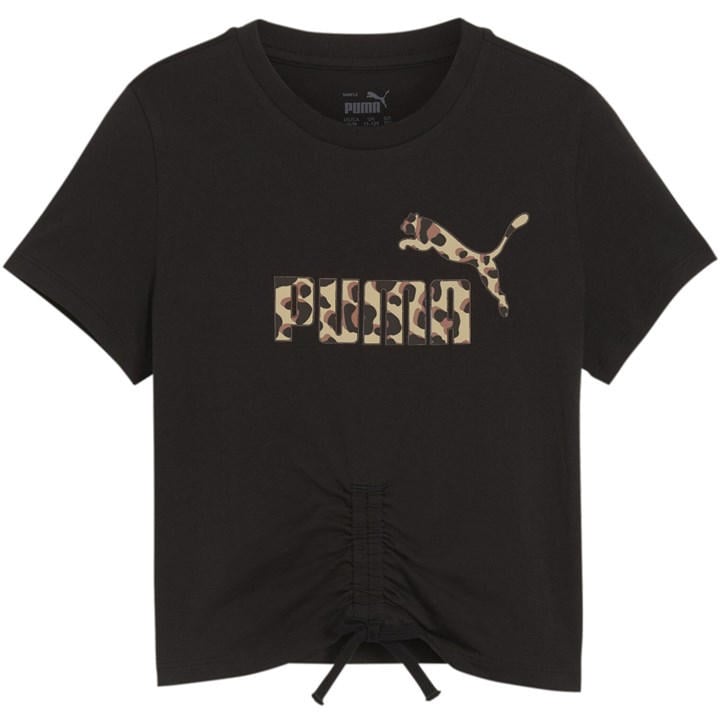 Puma Girls Black Animal Regular Fit T-Shirt in Size S, Sports Direct