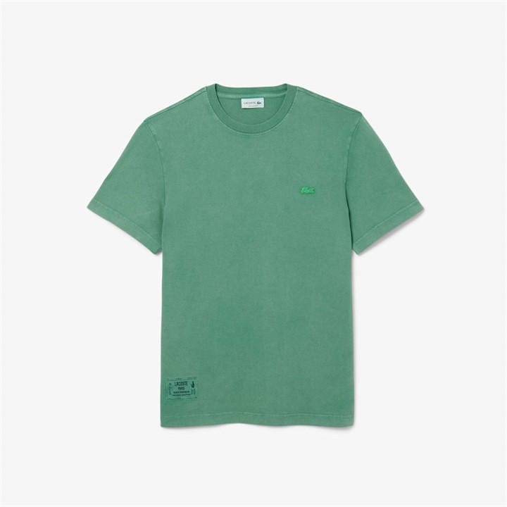 Lacoste Men' Green Washed Effect Heavy Jersey T-Shirt in Size S, Sports Direct