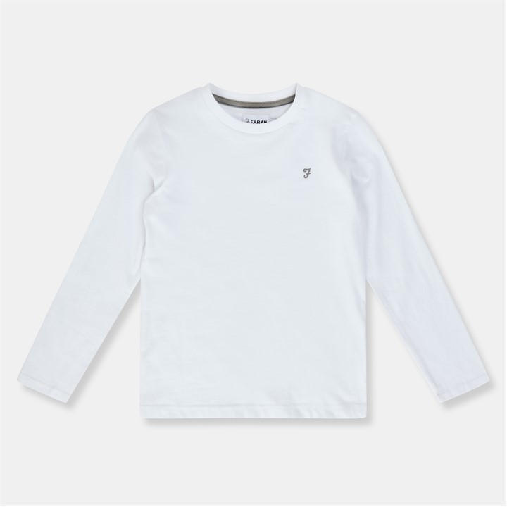 Farah  Kids White ' Denny Long Sleeve T-Shirt in Size 5 - 6 Years, Sports Direct